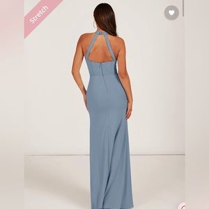 Dusty Blue Mermaid Halter Dress
